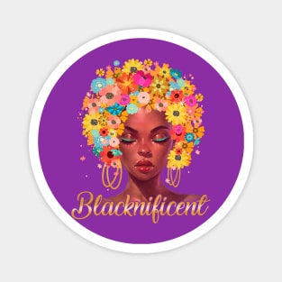 BLACKNIFICENT Beautiful Floral Anime girl Magnet